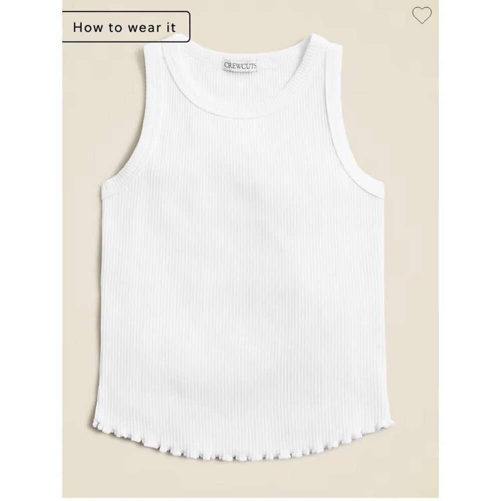 J.Crew Crewcuts Girls everyday tank top in vintage rib White Size XL CA371